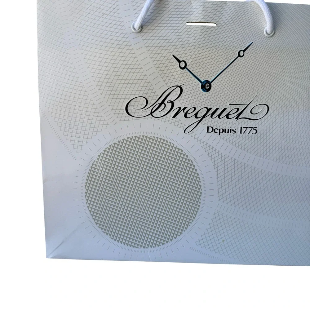 Breguet Luxury Watch Shopping Bag White Silver Guilloche Pattern Large Boutique‎